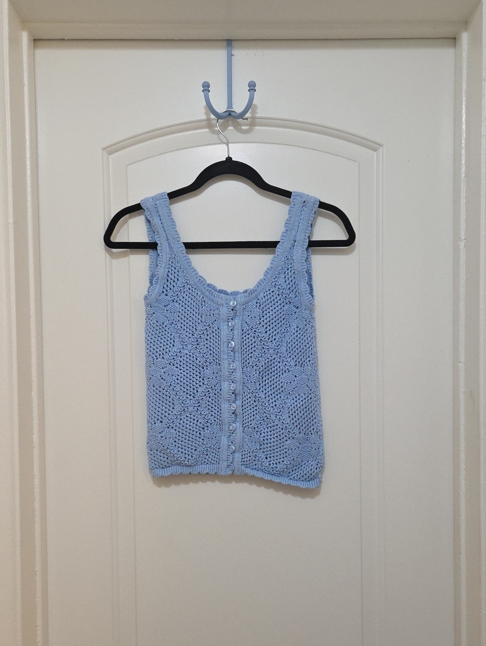 GAP Light Blue Knit Button-Front Tank Top